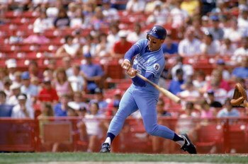 MILWAUKEE - 1990:  George Brett #5 of the Kansas City Royals bats during a game in the 1990 season against the Milwaukee Brewers at County Stadium in Milwaukee, Wisconsin.  (Photo by Rick Stewart/Getty Images)