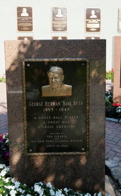 NEW YORK - OCTOBER 8:  The George Herman 'Babe' Ruth plaque is in Monument Park at Yankee Stadium prior to the game between the New York Yankees and the Minnesota Twins in the Bronx, New York on October 8, 2004.  The Yankees won 8-4.  (Photo by Ezra Shaw/