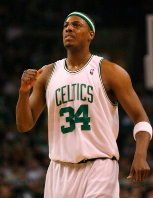 BOSTON, MA - MARCH 6: Paul Pierce #34 of the Boston Celtics reacts during a game against the Cleveland Cavaliers at the TD Banknorth Garden on March 6, 2009 in Boston, Massachusetts. NOTE TO USER: User expressly acknowledges and agrees that, by downloadin