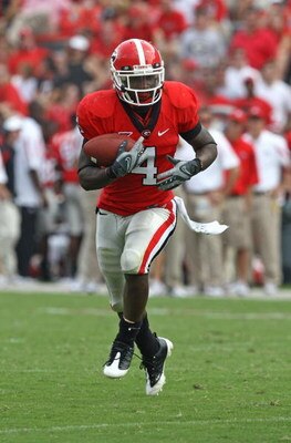 ATHENS - AUGUST 30:  Running back Caleb King #4 of the Georgia Bulldogs rushed for 95 yards during the game against the Georgia Southern Eagles at Sanford Stadium on August 30, 2008 in Athens, Georgia.  (Photo by Mike Zarrilli/Getty Images)