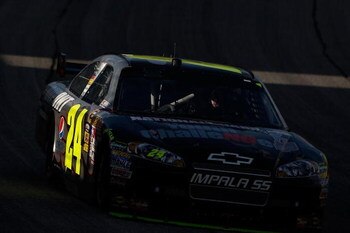 ATLANTA - MARCH 08:  Jeff Gordon, driver of the #24 DuPont/National Guard Youth Challenge Chevrolet drives during the NASCAR Sprint Cup Series Kobalt Tools 500 at the Atlanta Motor Speedway on March 8, 2009 in Hampton, Georgia.  (Photo by Chris Graythen/G