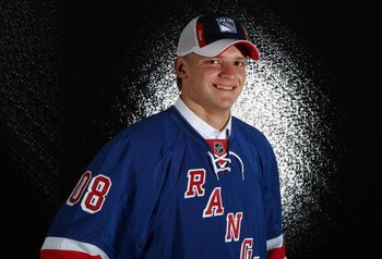 OTTAWA, ON - JUNE 21:  75th overall pick, Evgeny Grachev of the New York Rangers poses for a portrait at the 2008 NHL Entry Draft at Scotiabank Place on June 21, 2008 in Ottawa, Ontario, Canada.  (Photo by Andre Ringuette/Getty Images)
