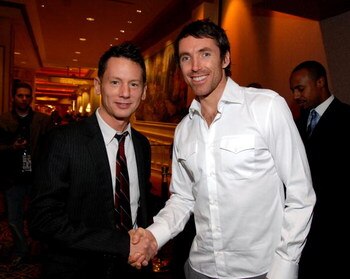 LAS VEGAS - FEBRUARY 17:  (L-R) Jim Nelson, Editor-In-Chief, and Steve Nash attend the NBA All-Star Weekend Party hosted by GQ Magazine and Steve Nash of the Phoenix Suns in the VBar at the Venetian Hotel on February 17, 2007 in Las Vegas, Nevada.  (Photo