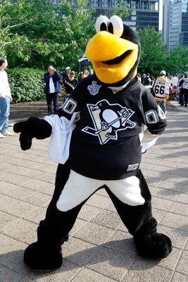 PITTSBURGH - MAY 28:  Pittsburgh Penguin's mascot 'Iceburgh' preforms outside of  Mellon Arena before game three of the 2008 NHL Stanley Cup Finals against the Detroit Red Wings on May 28, 2008 in Pittsburgh. Pennsylvania.  (Photo by Dave Sandford/Getty I