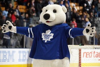 TORONTO - FEBRUARY 2: Carlton the Bear of the Toronto Maple Leafs celebrates the Leafs win over the Ottawa Senators during their NHL game at the Air Canada Centre February 2, 2008 in Toronto, Ontario. (Photo By Dave Sandford/Getty Images)
