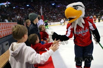 MONTREAL - JANUARY 24:  Slapshot of the Washington Capitals takes part in the mascot game as part of the 2009 NHL All-Star weekend on Jaunary 24, 2009 at the Bell Centre in Montreal, Canada.  (Photo by Bruce Bennett/Getty Images)