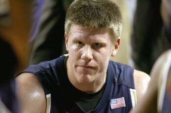 LOUISVILLE, KY - JANUARY 12:  Luke Harangody #44 of the Notre Dame Fighting Irish listens on the bench during the Big East Conference game against the Louisville Cardinals on January 12, 2009 at Freedom Hall in Louisville, Kentucky.  (Photo by Andy Lyons/