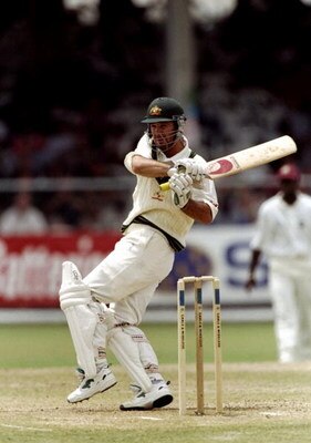27 Mar 1999:  Ricky Ponting of Australia on his way to a century in the Third Test against the West Indies at the Kensington Oval in Bridgetown, Barbados. The West Indies won by 1 wicket to go 2-1 up in the series. \ Mandatory Credit: Ben Radford /Allspor