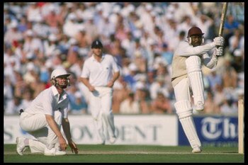 1 Jul 1988:  Gordon Greenidge of the West Indies hits out.    Mandatory Credit: /Allsport UK