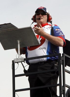 FONTANA, CA - FEBRUARY 20: Todd Parrott, crew chief for the #96 ASK.com Ford driven by Bobby Labonte, times laps during practice for the NASCAR Sprint Cup Series Auto Club 500 at Auto Club Speedway on February 20, 2009 in Fontana, California.  (Geoff Burk