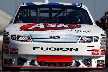 ATLANTA - MARCH 06:  Bobby Labonte, driver of the #96 Ask.com Ford drives through the garage area during practice for the NASCAR Sprint Cup Series Kobalt Tools 500 at the Atlanta Motor Speedway on March 6, 2009 in Hampton, Georgia.  (Photo by Chris Grayth