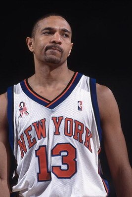 1 Dec 2001:  This is a close up of point guard Mark Jackson #13 of the New York Knicks. The picture was taken during the NBA game against the Detroit Pistons at Madison Square Garden in New York City, New York. The Pistons defeated the Knicks 100-97.  NOT