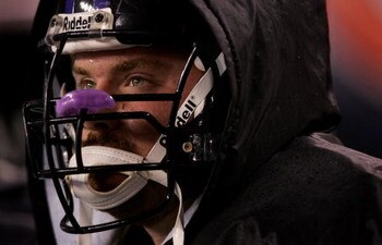 DENVER - OCTOBER 09:  Adam Terry #78 of the Baltimore Ravens watches the action against the Denver Broncos from the sidelines October 9, 2006 at Invesco Field at Mile High in Denver, Colorado. The Broncos won 13-3.  (Photo by Doug Pensinger/Getty Images)