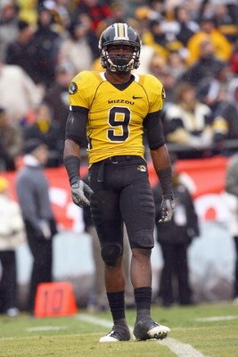 KANSAS CITY, MO - NOVEMBER 29:  Jeremy Maclin #9 of the Missouri Tigers walks on the field during the game against the Kansas Jayhawks on November 29, 2008 at Arrowhead Stadium in Kansas City, Missouri. (Photo by Jamie Squire/Getty Images)