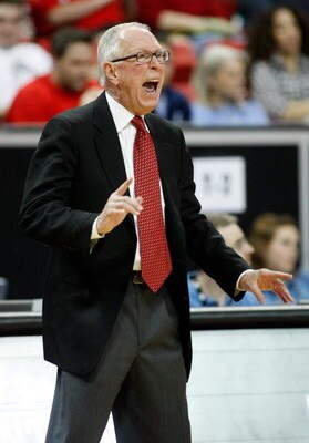 LAS VEGAS - MARCH 13:  Head coach Steve Fisher of the San Diego State Aztecs yells to his players as they take on the Brigham Young University Cougars during a semifinal game of the Conoco Mountain West Conference Basketball Championships at the Thomas & 