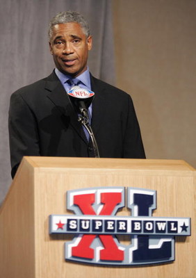 DETROIT - FEBRUARY 02:  Former NFL Rookie of the Year Mike Haynes speaks during the Diet Pepsi Rookie of the Year Press Conference prior to Super Bowl XL February 2, 2006 at the Ambassador Ballroom of the Renaissance Center in Detroit, Michigan.   (Photo 