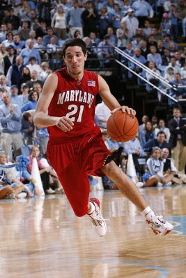 CHAPEL HILL, NC - JANUARY 19:  Greivis Vasquez #21 of the Maryland Terrapins moves the ball during the college basketball game against the North Carolina Tar Heels at Dean E. Smith Center on January 19, 2008 in Chapel Hill, North Carolina. Maryland defeat