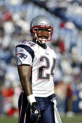 ORCHARD PARK, NY - OCTOBER 3:  Ty Law #24 of the New England Patriots waits on the field during a timeout against the Buffalo Bills on October 3, 2004 at Ralph Wilson Stadium in Orchard Park, New York.  (Photo by Rick Stewart/Getty Images)