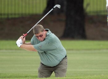 MADISON, MS - SEPTEMBER 19:  John Daly hits from the fairway bunker on the 11th hole during second round play in the Viking Classic at the Annandale Golf Club on September 19, 2008 in  Madison, Mississippi.  (Photo by Dave Martin/Getty Images)