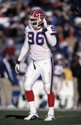11 Nov 2001:  Defensive End Erik Flowers #96 of the Buffalo Bills stand on the field during the game against the New England Patriots at the Foxboro Stadium in Foxboro, Massachusetts. The Patriots defeated the Bills 21-11.Mandatory Credit: Jamie Squire /A