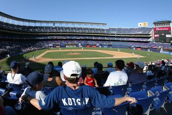 SAN DIEGO, CA - SEPTEMBER 3:  A fan of Mark Kotsay #14 of the San Diego Padres watches the game against the Arizona Diamondbacks at Qualcomm Stadium on September 3, 2003 in San Diego, California.  The Padres won 12-0.  (Photo by Donald Miralle/Getty Image