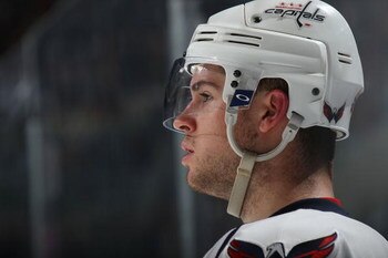 SUNRISE, FL - FEBRUARY 15:  Mike Green #52 of the Washington Capitals waits for a faceoff against the Florida Panthers on February 15, 2009 at the BankAtlantic Center in Sunrise, Florida. (Photo by Bruce Bennett/Getty Images)