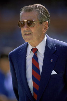 1987:  Head coach George Allen of the Washington Redskins stands on the sideline during a 1987 season NFL game.  (Photo by Stephen Dunn/Getty Images) 