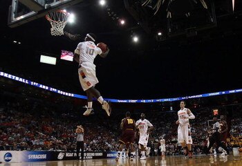 MIAMI - MARCH 22:  Guard Jonny Flynn #10 of the Syracuse Orange goes up to dunk against the Arizona State Sun Devils during the second round of the NCAA Division I Men's Basketball Tournament at the American Airlines Arena on March 22, 2009 in Miami, Flor