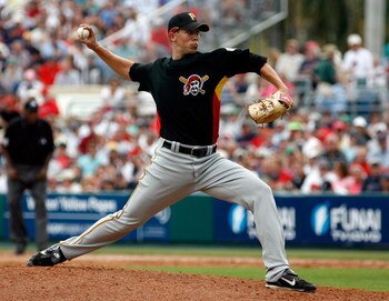 FORT MYERS, FL - MARCH 04:  Pitcher Bryan Bullington #49 of the Pittsburgh Pirates pitches against the Boston Red Sox on March 4, 2008 at City of Palms Park in Ft. Myers, Florida.  (Photo by J. Meric/Getty Images)