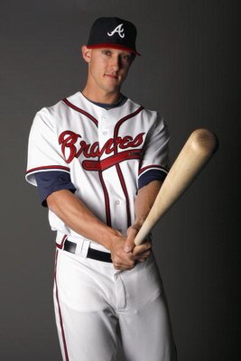 LAKE BUENA VISTA, FL - FEBRUARY 19:  Jordan Schafer of the Atlanta Braves poses for a photo during Spring Training Photo Day on February 19, 2009 at Champions Stadium at Walt Disney World of Sports in Lake Buena Vista, Florida.  (Photo by Chris Graythen/G