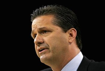 HOUSTON - MARCH 30:  Head coach John Calipari of the Memphis Tigers looks on during the fourth round game of the South Regional against the Texas Longhorns as part of 2008 NCAA Men's Basketball Tournament at Reliant Stadium on March 30, 2008 in Houston, T