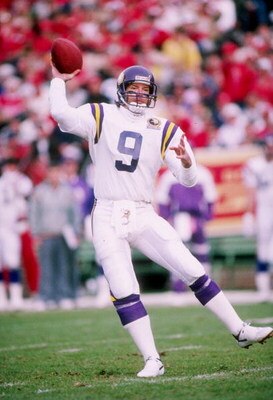 6 Jan 1990:  Quarterback Tommy Kramer of the Minnesota Vikings prepares to pass the ball during a game against the San Francisco 49ers at Candlestick Park in San Francisco, California.  The 49ers won the game 41-13. Mandatory Credit: Otto Greule  /Allspor