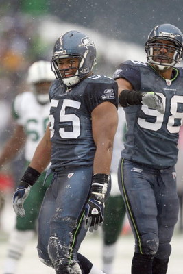 SEATTLE - DECEMBER 21: Darryl Tapp #55 of the Seattle Seahawks reacts after the tackle during the game against the New York Jets on December 21, 2008 at Qwest Field in Seattle, Washington. The Seahawks defeated the Jets 13-3. (Photo by Otto Greule Jr/Get