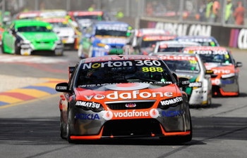 ADELAIDE, AUSTRALIA - MARCH 21:  Craig Lowndes drives the #888 Team Vodafone Ford during race one of the Clipsal 500, which is round one of the V8 Supercar Championship Series, on the Adelaide Street Circuit on March 21, 2009 in Adelaide, Australia.  (Pho