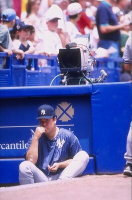 26 Jun 1998:  Hideki Irabu #14 of the New York Yankees looks on during an interleague game against the New York Mets at Shea Stadium in Flushing, New York.  The Yankees defeated the Mets 7-2. Mandatory Credit: David Seelig  /Allsport