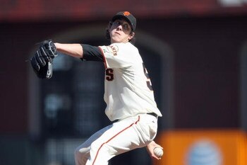SAN FRANCISCO - JULY 3:  Tim Lincecum #55 of the San Francisco Giants pitches against the Chicago Cubs during a Major League Baseball game on July 3, 2008 at AT&T Park in San Francisco, California. (Photo by: Jed Jacobsohn/Getty Images)