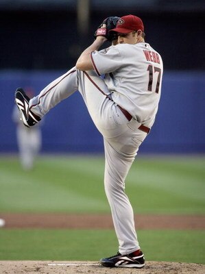 NEW YORK - JUNE 11: Brandon Webb #17 of the Arizona Diamonbacks pitches against the New York Mets on June 11, 2008 at Shea Stadium in the Flushing neighborhood of the Queens borough of New York City. (Photo by Jim McIsaac/Getty Images) 