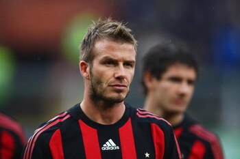 GENOA, ITALY - MARCH 01:  David Beckham of Milan during the Serie A match between Sampdoria and AC Milan at the Stadio Luigi Ferraris on March 1, 2009 in Genoa,Italy.  (Photo by Michael Steele/Getty Images)