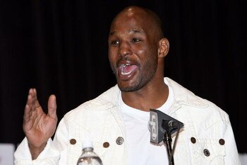 LAS VEGAS - APRIL 19:  Bernard Hopkins speaks during his post-fight news conference after he was defeated by Joe Calzaghe of Wales by split decision after their light heavyweight bout at Thomas & Mack Center on April 19, 2008 in Las Vegas, Nevada.  (Photo