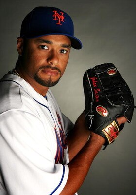 PORT SAINT LUCIE, FL - FEBRUARY 23:  Johan Santana #57 of the New York Mets poses during photo day at Tradition Field on February 23, 2009 in Port Saint Lucie, Florida.  (Photo by Doug Benc/Getty Images)