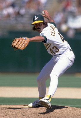 4  Jul 1995:  Pitcher Dennis Eckersley of the Oakland Athletcic makes a delivery in their 5-3 victory over the Milwaukee Brewers at the Oakland Alameda County Coliseum in Oakland, California.  Mandatory Credit: Jed Jacobsohn/ALLSPORT