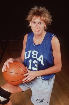 1990's:  Nancy Liebermen of the Women's U.S. National Basketball team poses for a portrait with the basketball during a photo shoot.   Mandatory Credit: Tim DeFrisco/ALLSPORT