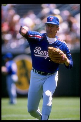 1989:  Pitcher Nolan Ryan of the Texas Rangers throws the ball. Mandatory Credit: Otto Greule  /Allsport