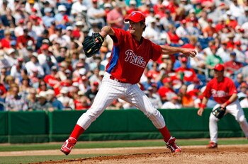 CLEARWATER, FL - MARCH 07:  Pitcher Jamie Moyer #50 of the Philadelphia Phillies pitches against the Detroit Tigers during a Grapefruit League Spring Training Game at Bright House Field on March 7, 2009 in Clearwater, Florida.  (Photo by J. Meric/Getty Im
