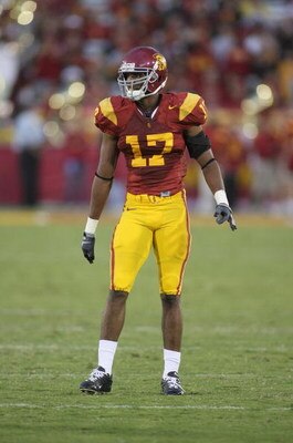 LOS ANGELES - OCTOBER 4:  Michael Morgan of the USC Trojans looks on against the Oregon Ducks on October 4, 2008 at the Los Angeles Memorial Coliseum in Los Angeles, California.  USC won 44-10.  (Photo by Jeff Golden/Getty Images)
