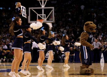 BOSTON - MARCH 28:  The Villanova Wildcat and cheerleaders perform as Villanova takes on the Pittsburgh Panthers during the NCAA Men's Basketball Tournament East Regionals at TD Banknorth Garden on March 28, 2009 in Boston, Massachusetts.  (Photo by Elsa/