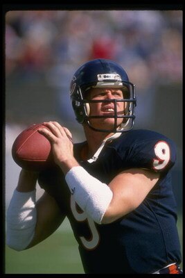 2 Oct 1988:  Quarterback Jim McMahon of the Chicago Bears looks to pass the ball during a game against the Buffalo Bills at Soldier Field in Chicago, Illinois.  The Bears won the game, 24-3. Mandatory Credit: Jonathan Daniel  /Allsport