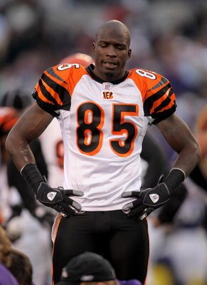 BALTIMORE - NOVEMBER 11:  Chad Johnson #85 of the Cincinnati Bengals during a break in the action against the Baltimore Ravens at M&T Bank Staduim on November 11, 2007 in Baltimore, Maryland. Cincinnati defeated Baltimore 21-7.  (Photo by Doug Pensinger/G