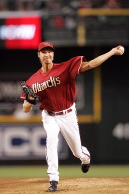 PHOENIX, AZ - APRIL 29:  Randy Johnson #51 starting pitcher for the Arizona Diamondbacks pitches against the San Francisco Giants during a game on April 29, 2007 at Chase Field in Phoenix, Arizona. (Photo by Nick Doan/Getty Images)