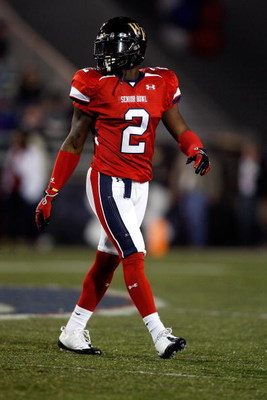 MOBILE, AL - JANUARY 24: Alphonso Smith #2 of the South Team looks on during the game against the North Team during the Under Armour Senior Bowl on January 24, 2009 at Ladd-Peebles Stadium in Mobile, Alabama. (Photo by Chris Graythen/Getty Images for Un